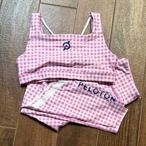 Peloton Pink and White Checkered Leggings